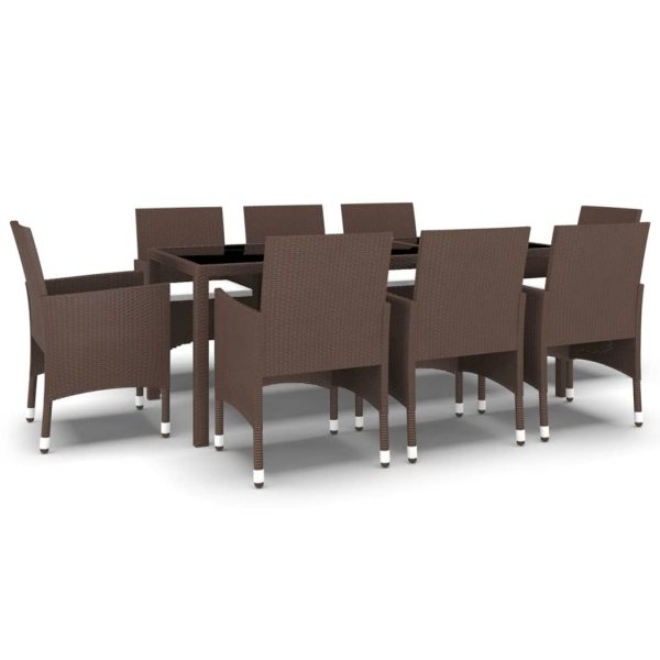 9 Piece Garden Dining Set Poly Rattan