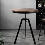 Elm Wood Round Dining Table – Dark Brown