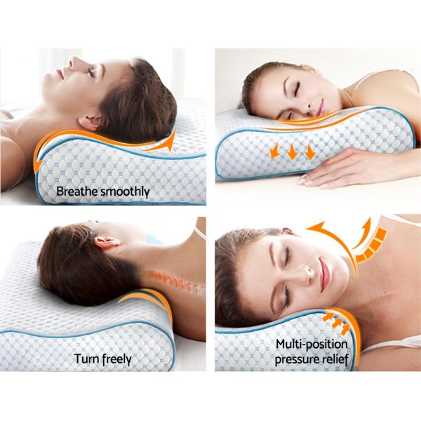 Memory Foam Pillow Ice Silk Cover Contour Pillows Cool Cervical Support