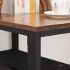 VASAGLE Computer Desk with 2 Shelves Rustic Brown and Black LWD47X