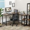 VASAGLE L-Shaped Computer Desk Rustic Brown and Black LWD72X