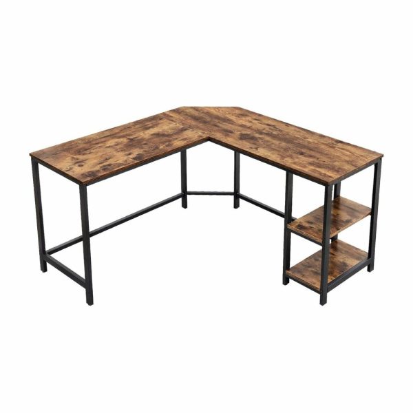 VASAGLE L-Shaped Computer Desk Rustic Brown and Black LWD72X