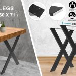 La Bella 2 Set 60 x 71cm Black Coffee Dining Table Legs Bench X-Shape DIY Steel Metal Industrial