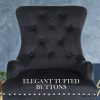 La Bella Black French Provincial Dining Chair Ring Studded Lisse Velvet Rubberwood