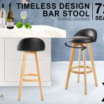 La Bella 2 Set 72cm Black Wooden Bar Stool Leila Leather