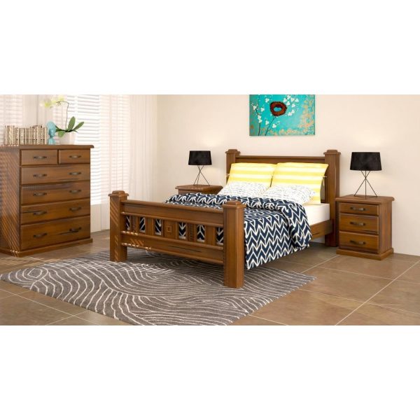 Umber Bed Frame Queen Size Mattress Base Solid Pine Timber Wood – Dark Brown