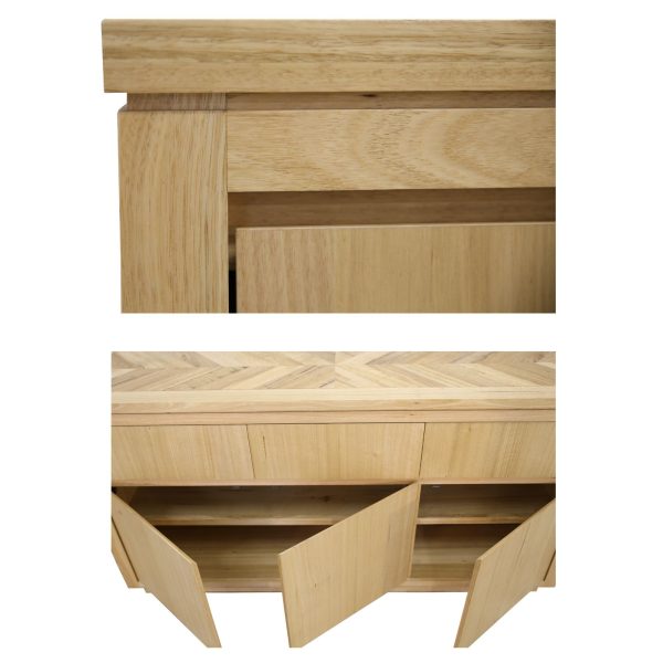 Rosemallow Buffet Table 165cm 3 Door 3 Drawer Solid Messmate Timber – Natural