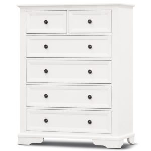 Celosia Tallboy 6 Chest of Drawers Solid Acacia Wood Bed Storage Cabinet – White