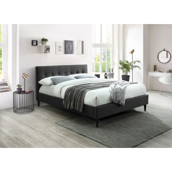 Manoora Bed Frame Timber Mattress Base Fabric Upholstered – Grey