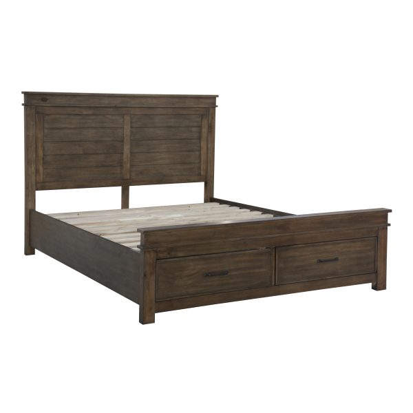 Lily Bed Frame Queen Size Timber Mattress Base With Storage Drawers -Rustic Grey