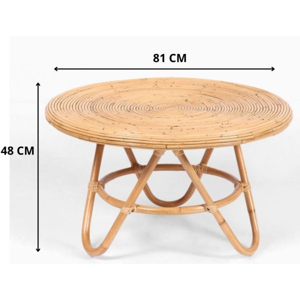 Crocus Rattan Round Coffee Table 80cm – Natural