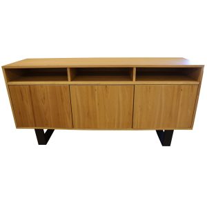 Petunia  Buffet Table 160cm 3 Door 3 Niche Elm Timber Wood Metal Leg – Natural