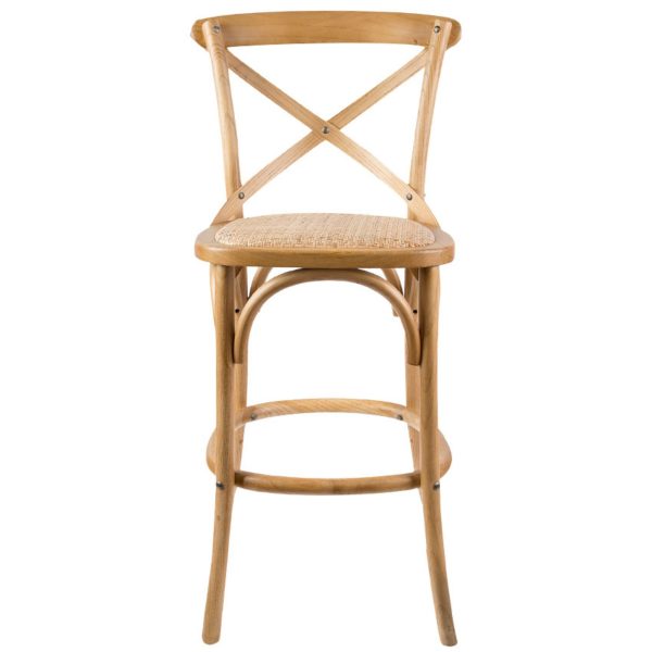 Aster Crossback Bar Stools Dining Chair Solid Birch Timber Rattan Seat
