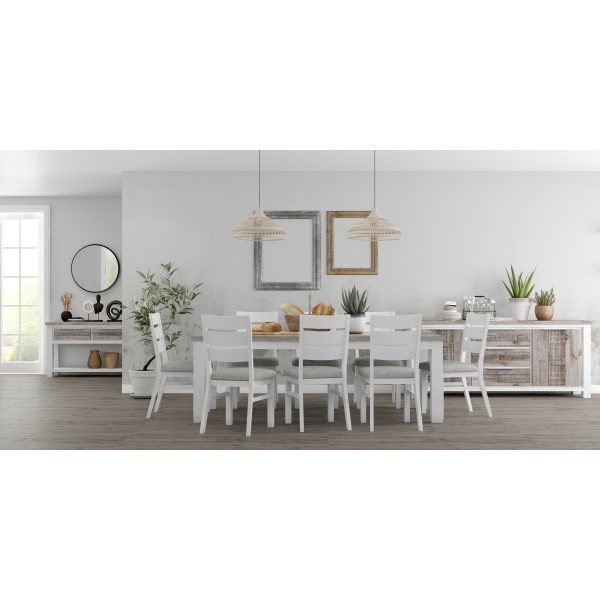 Plumeria Dining Chair Set of 2 Solid Acacia Wood Dining Furniture – White Brush