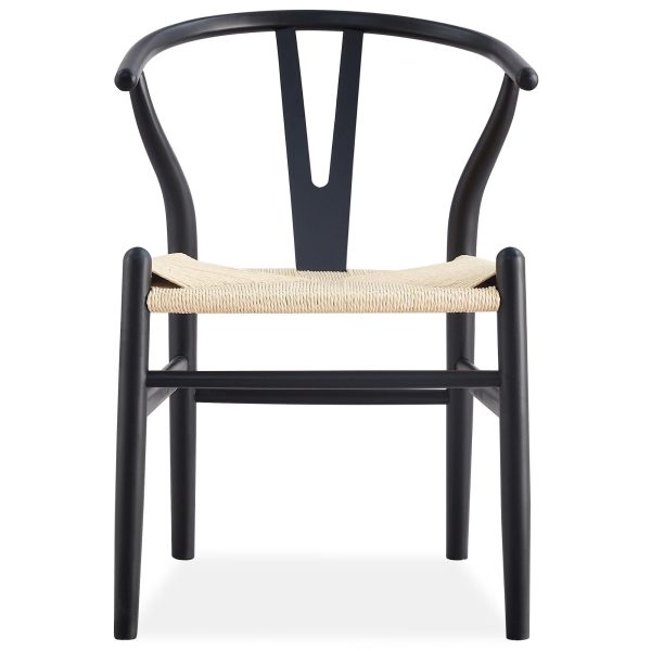 Anemone  Set of 2 Wishbone Dining Chair Beech Timber Replica Hans Wenger – Black