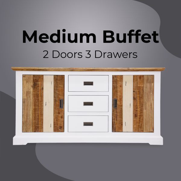 Buffet Table 166cm 2 Door 3 Drawer Solid Acacia Timber Wood -Multi Color