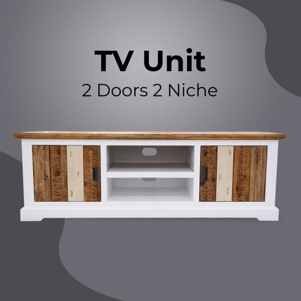 Davie ETU Entertainment TV Unit 2 Door Solid Acacia Timber – Multi Color