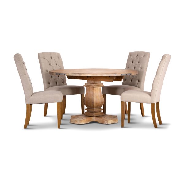 Gloriosa Dining Set Table 10 Beige Chair Mango Wood – Honey Wash