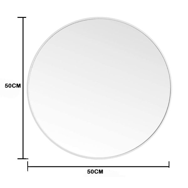 Slim Design 50CM White Bathroom, Living Room, Hallway Mirror Round Mirror Wall Decor Metal Frame