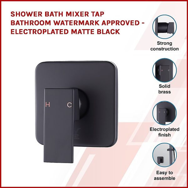 Shower Bath Mixer Tap Bathroom WATERMARK Approved – Electroplated Matte Black