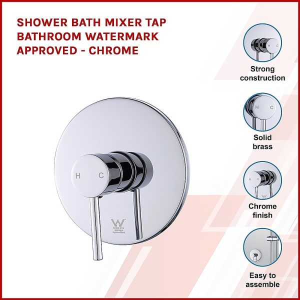 Shower Bath Mixer Tap Bathroom WATERMARK Approved – Chrome