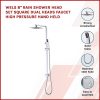 WELS 8″ Rain Shower Head Set Square Dual Heads Faucet High Pressure Hand Held