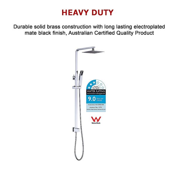 WELS 8″ Rain Shower Head Set Square Dual Heads Faucet High Pressure Hand Held