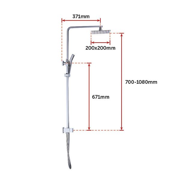 WELS 8″ Rain Shower Head Set Square Dual Heads Faucet High Pressure Hand Held