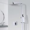 WELS 8″ Rain Shower Head Set Square Dual Heads Faucet High Pressure With Mixer