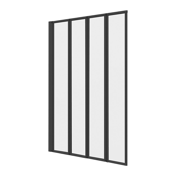4 Fold Black Folding Bath Shower Screen Door Panel 1000 x 1400mm