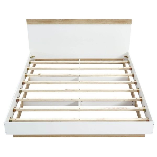Aiden Industrial Contemporary White Oak Bed Frame – Double