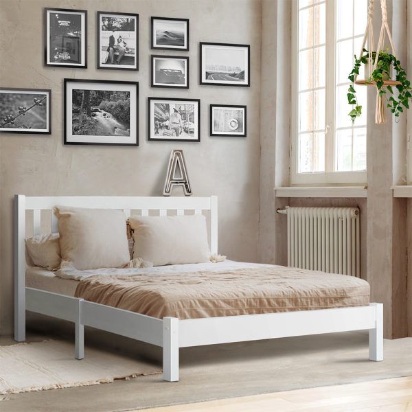 Waroonee Bed Frame Wooden Bed Base Pine Timber Mattress Foundation