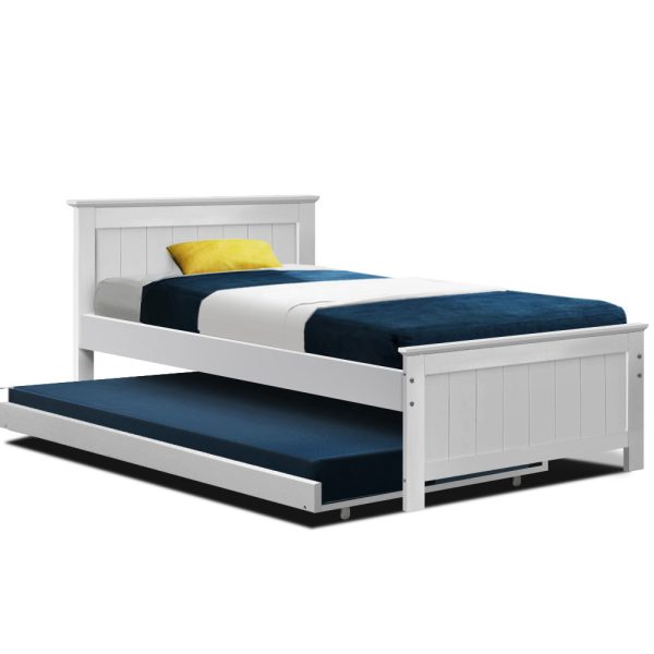 Keera Wooden Bed Frame Timber Slat King Single Size White