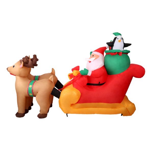 Jingle Jollys Christmas Inflatable Santa Sleigh 2.2M Outdoor Decorations LED