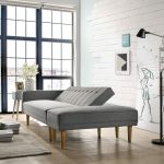 3 Seater Fabric Sofa Bed with Ottoman – Light Grey