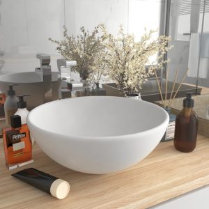 Luxury Bathroom Basin Round Matt White 32.5×14 cm Ceramic