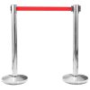 Stanchions with Belts 4 pcs Airport Barrier Stainless Steel Silver