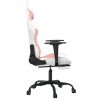 Gaming Chair with Footrest White and Pink Faux Leather