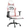 Gaming Chair with Footrest White and Pink Faux Leather