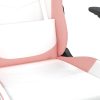 Gaming Chair with Footrest White and Pink Faux Leather