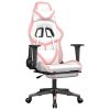 Gaming Chair with Footrest White and Pink Faux Leather