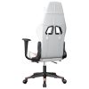 Gaming Chair with Footrest White and Pink Faux Leather