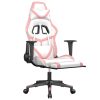 Gaming Chair with Footrest White and Pink Faux Leather