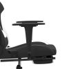 Gaming Chair with Footrest Black and White Fabric