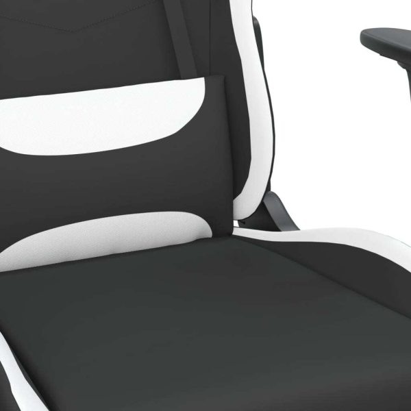 Gaming Chair with Footrest Black and White Fabric