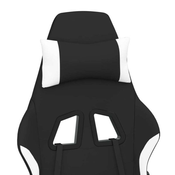 Gaming Chair with Footrest Black and White Fabric