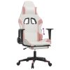 Gaming Chair with Footrest White and Pink Faux Leather