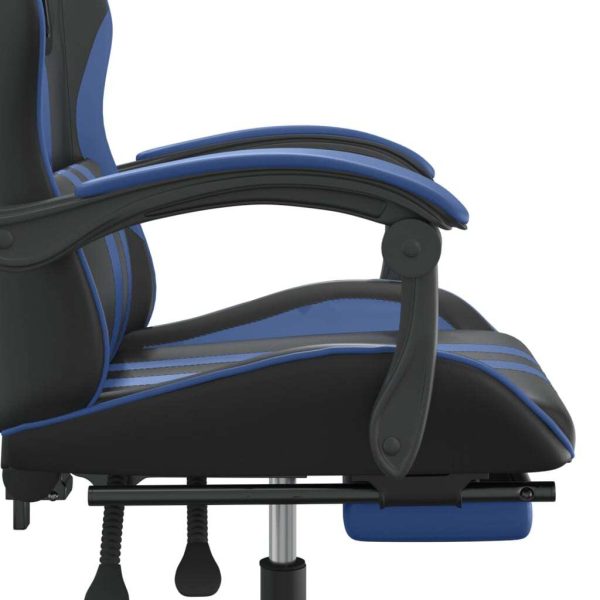 Gaming Chair with Footrest Black and Blue Faux Leather