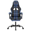 Gaming Chair with Footrest Black and Blue Faux Leather