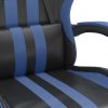 Gaming Chair with Footrest Black and Blue Faux Leather